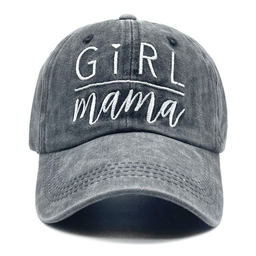 Waldeal Women’s Girl Mama Hat Washed Adjustable Embroidery Gray White